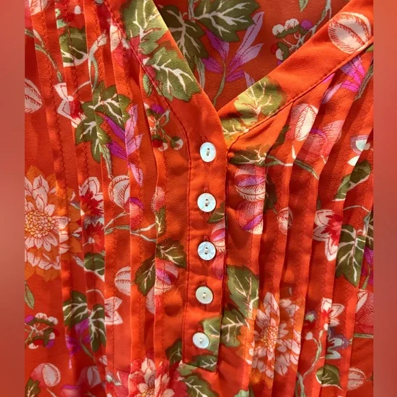 Rose & Olive Floral Print Sleeveless Blouse, Tank, Top, 2X - Picture 5 of 9